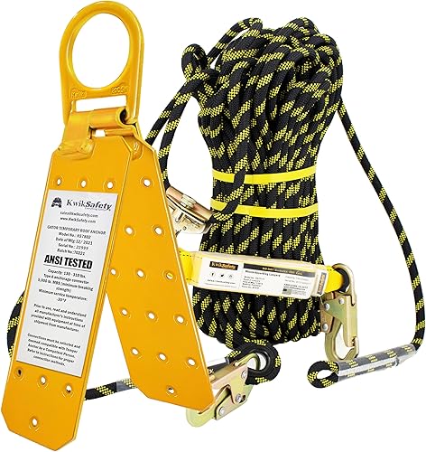KwikSafety - Charlotte, NC - GATOR COMBO Temporary Reusable Roof Anchor + 50 Vertical Lifeline Rope Assembly ANSI Tested OSHA Compliant PPE Fall