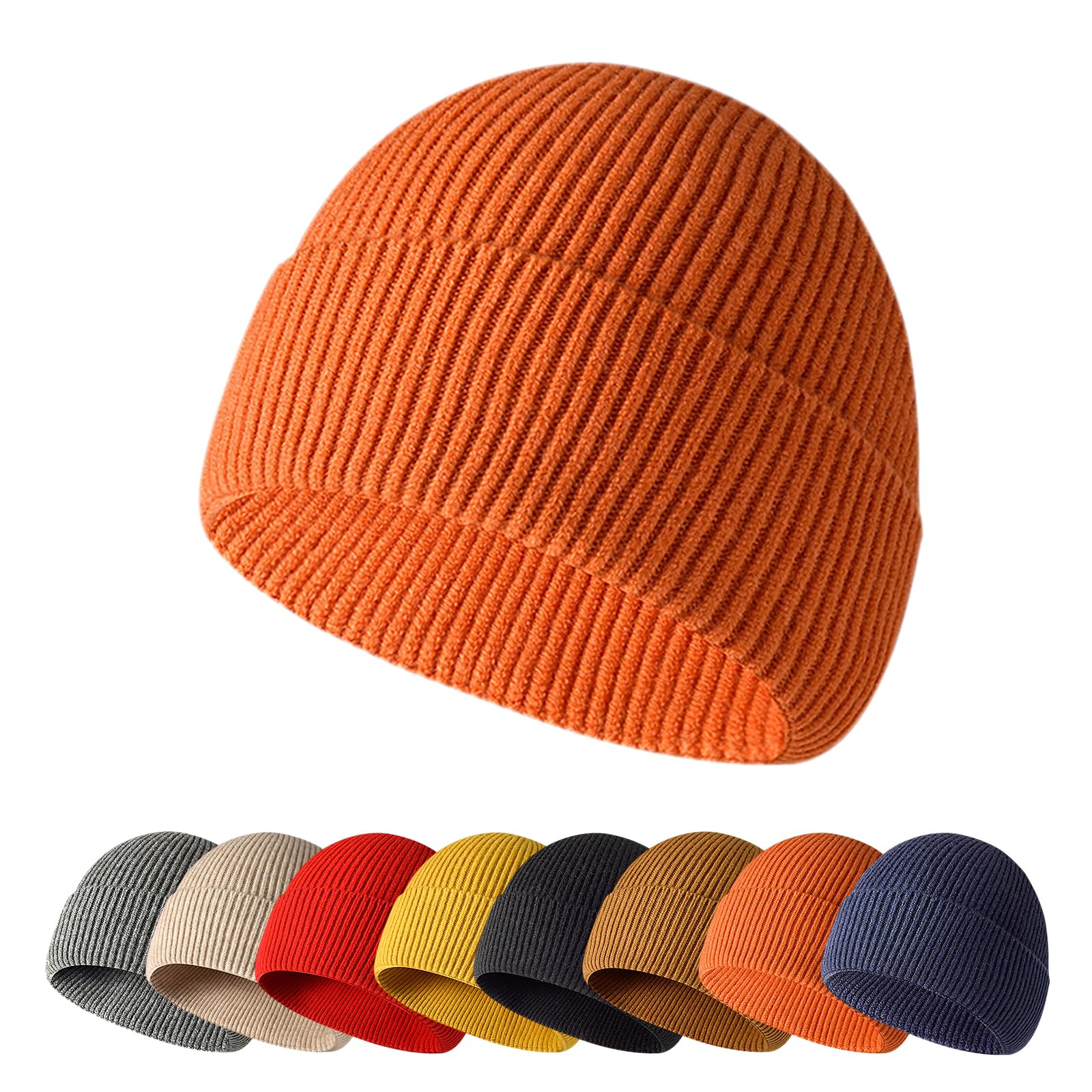 EnwokranWinter Beanie Hat,Unisex Stretchy Soft Cuffed Skullcap,Daily Thermal Striped Comhats Roll up Edge Outdoor Ski