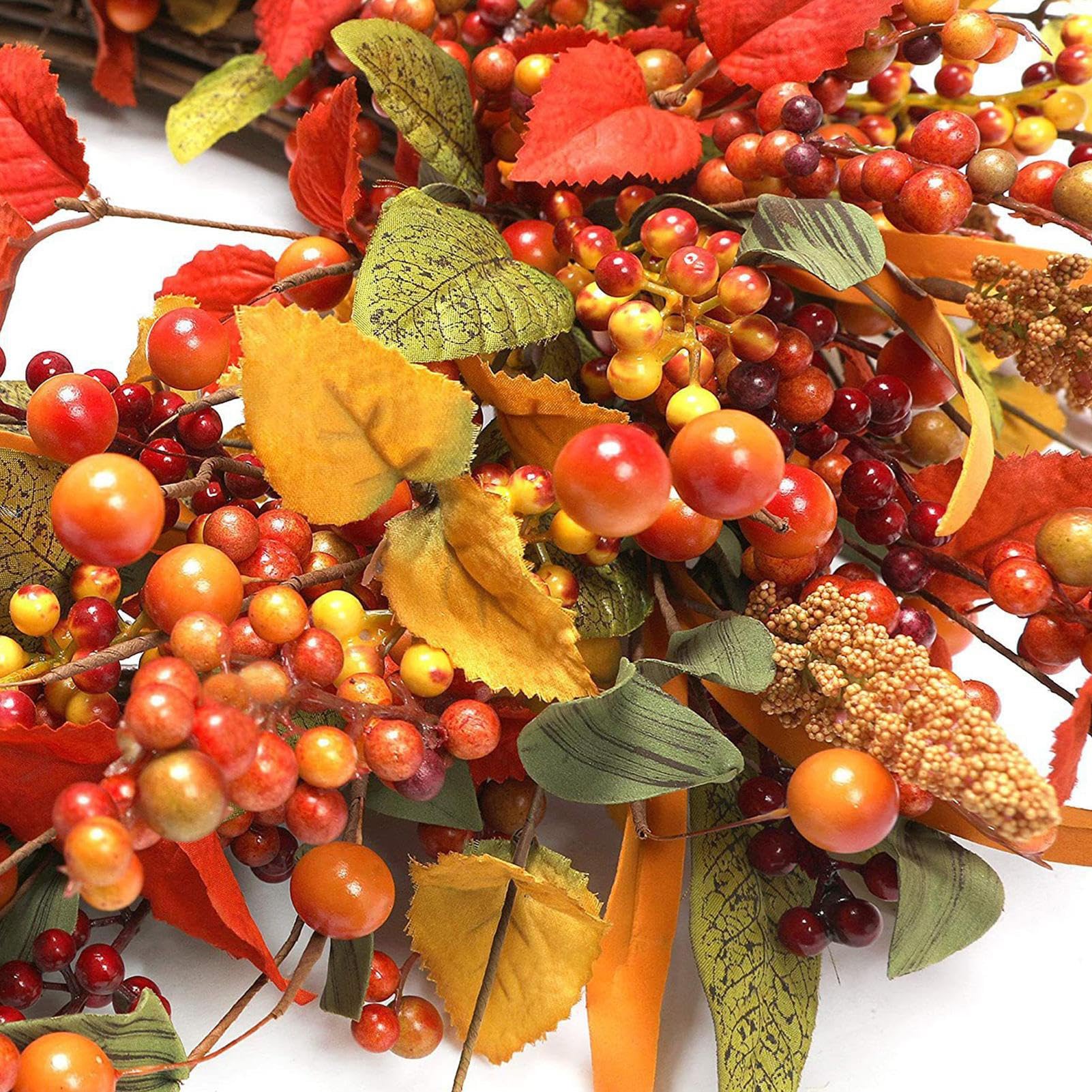 Couronne d'automne pour Thanksgiving, fête des récoltes, cloche, feuille d'érable, citrouille