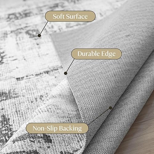 Miniatura 6 de Vamcheer Alfombra abstracta lavable  Estilo contemporáneo para sala de estar, dormitorio o cocina, no desprende pelusa y fácil de limpiar, apta para