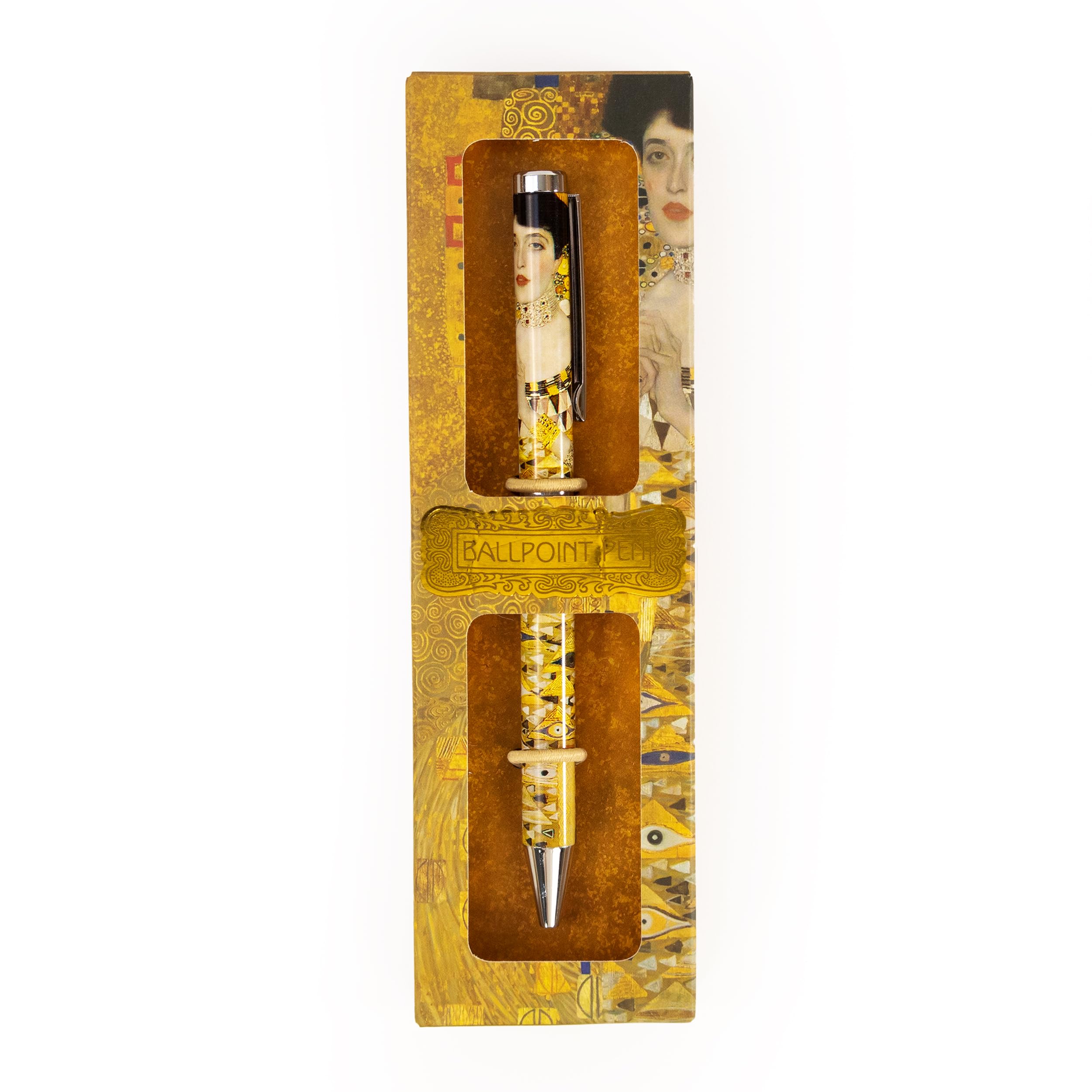 Robert Frederick Gustav Klimt Fine Art Ballpoint Pen – Black Ink Pen with Twist Mechanism in Gift Box – Elegant Stationery Gift