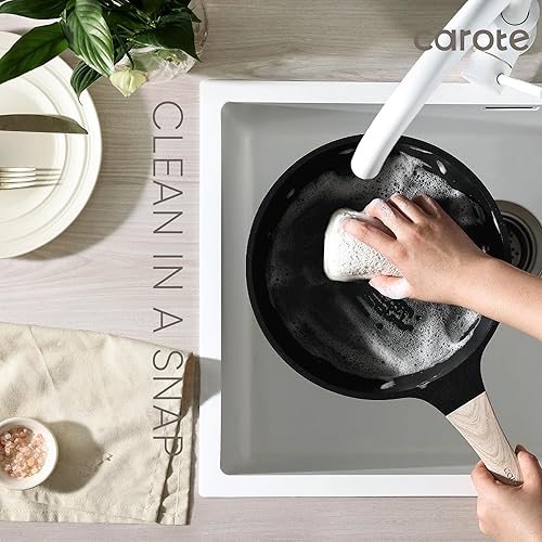 Miniatura 4 de CAROTE Juego de 8 ollas y sartenes, juego de utensilios de cocina antiadherentes negros, juego de ollas y sartenes con tapas, sartén, utensilios de