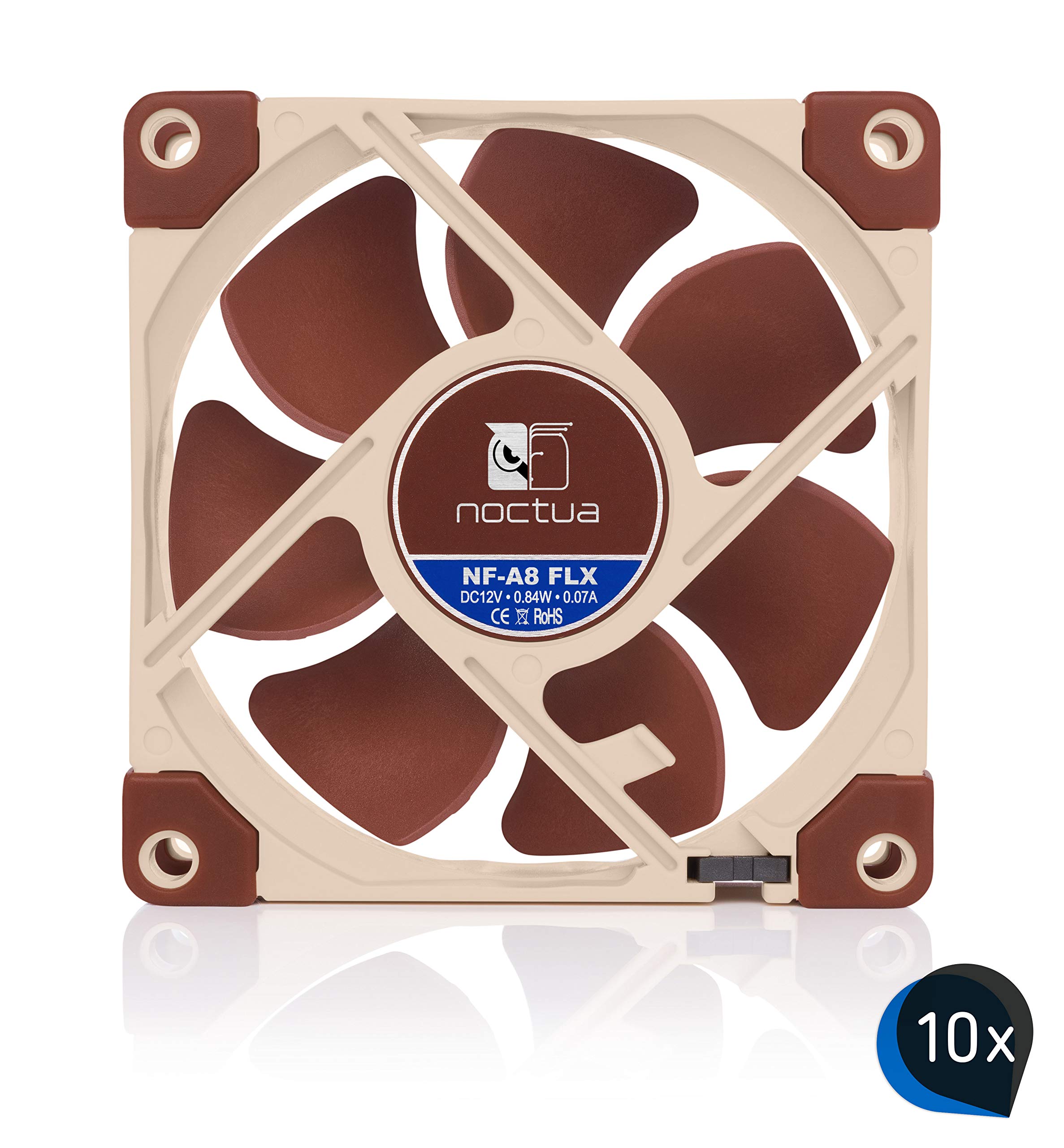 Noctua Paquet : 10x NF-A8 FLX, Ventilateur Silencieux Haut de Gamme, 3 Broches (80 mm, Marron)