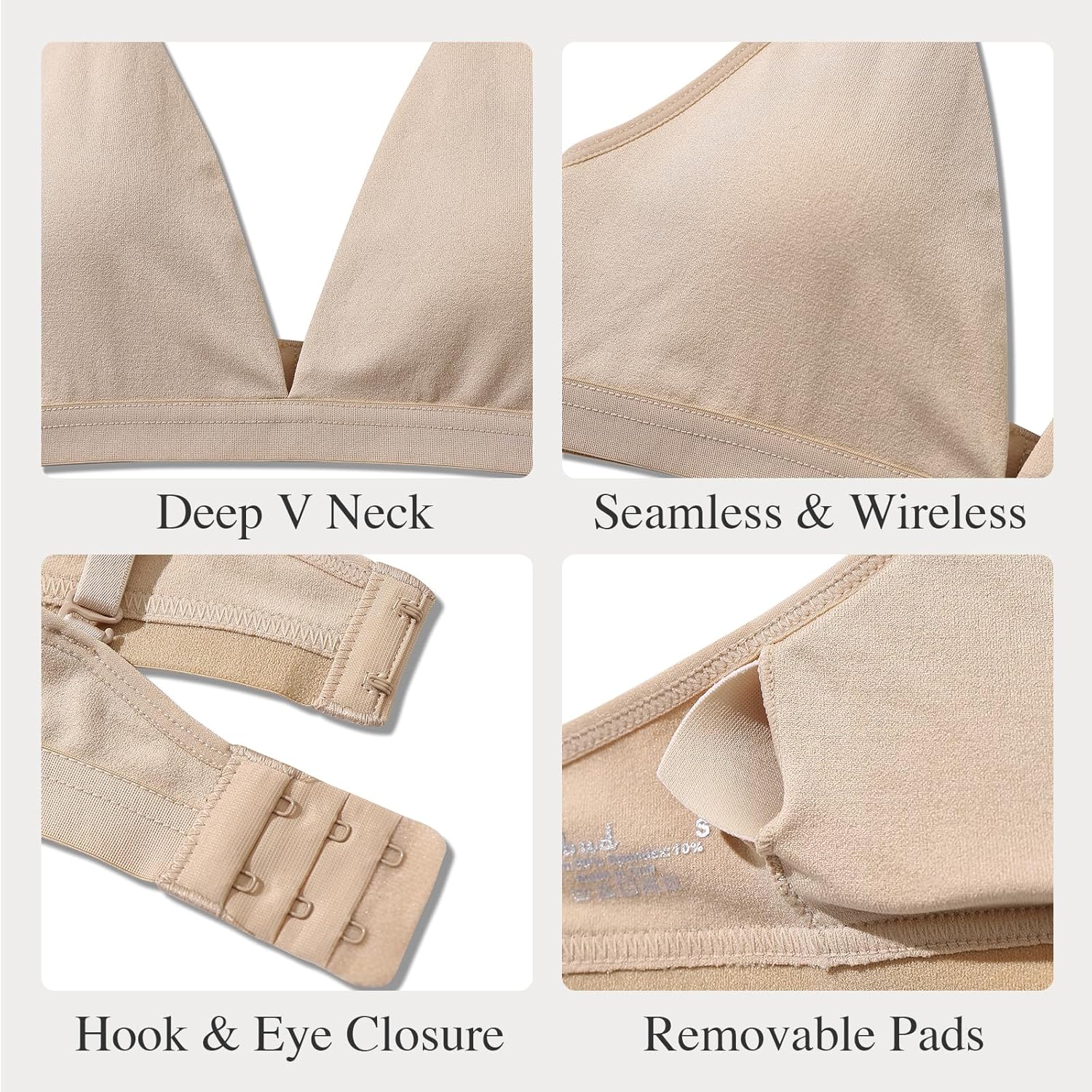 INIBUD Bralettes for Women Triangle Padded Bralette Deep V Seamless Bras No Underwire Comfortable Wireless Everyday - Image 5