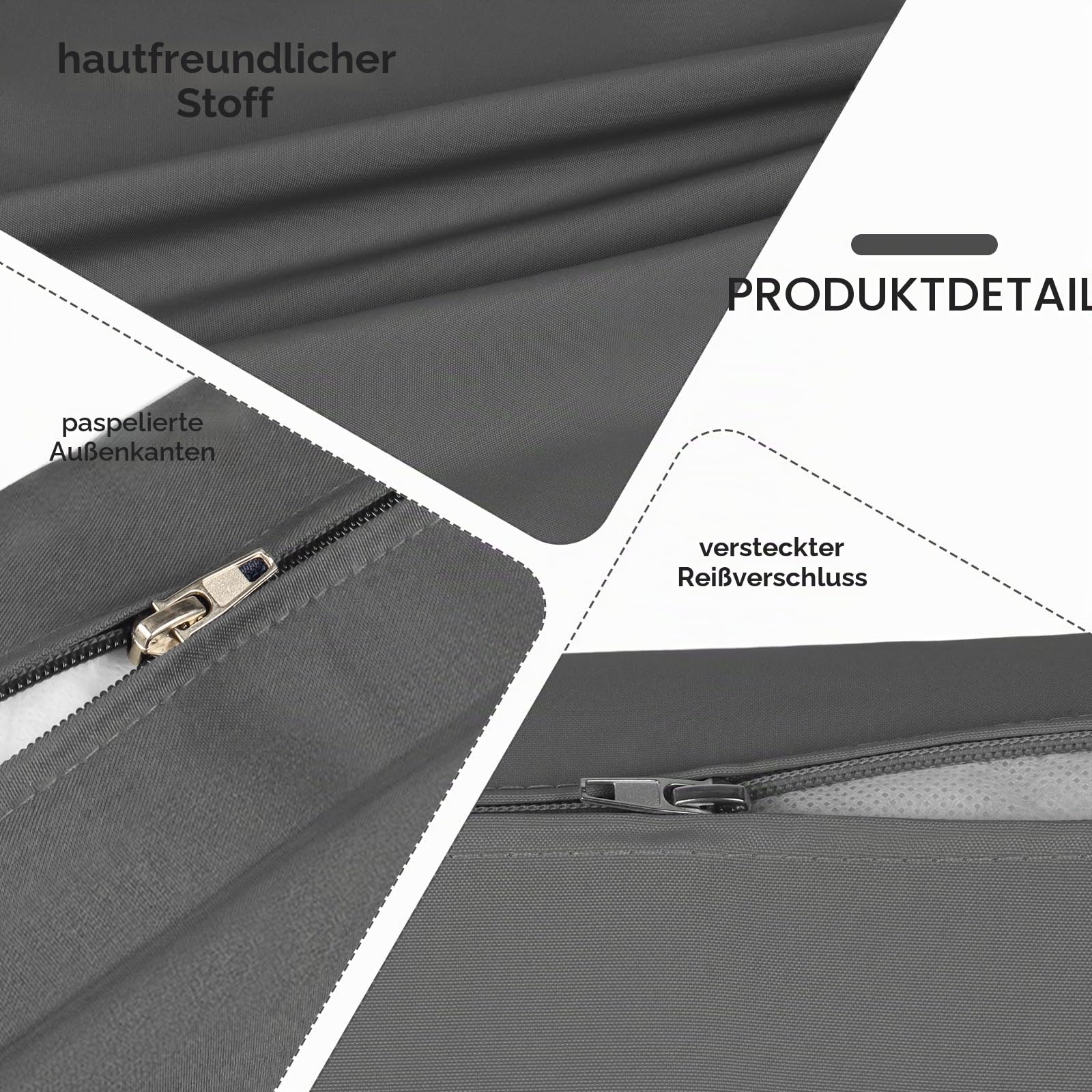 167,6 cm, 5-teiliges Ersatzkissen für den Außenbereich, Tagesbett, Sonnenbett, mit Reißverschluss, wasserabweisend, Rattan-Sofa-Kissenbezug, Schwarz