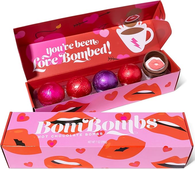 Bombombs, Bombas de Chocolate Rellenas de Malvaviscos con Forma de Labios, Regalo Romántico, Pack de 5