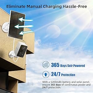 Septekon 2K Security Cameras Wireless Outdoor, Solar Camera for Home Security, Battery Powered Camera with Two Spotlights, PIR Motion Detection Siren, Color Night Vision, 2-Way Audio, IP66, White