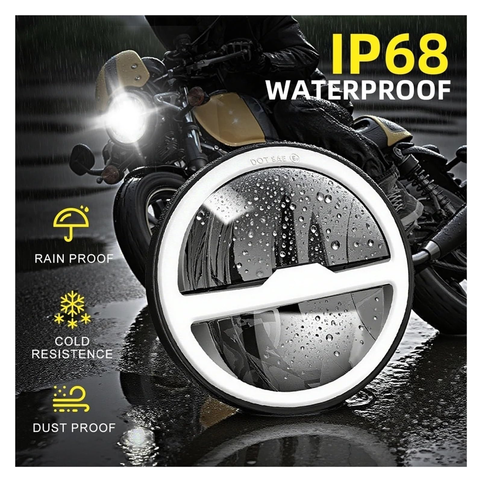 Faro LED Per Moto Da 5,75 Pollici 6000k Bianco DRL High Low Spot Flood Combo Fascio IP68 Super Luminoso Per Auto Fanale Anteriore Moto