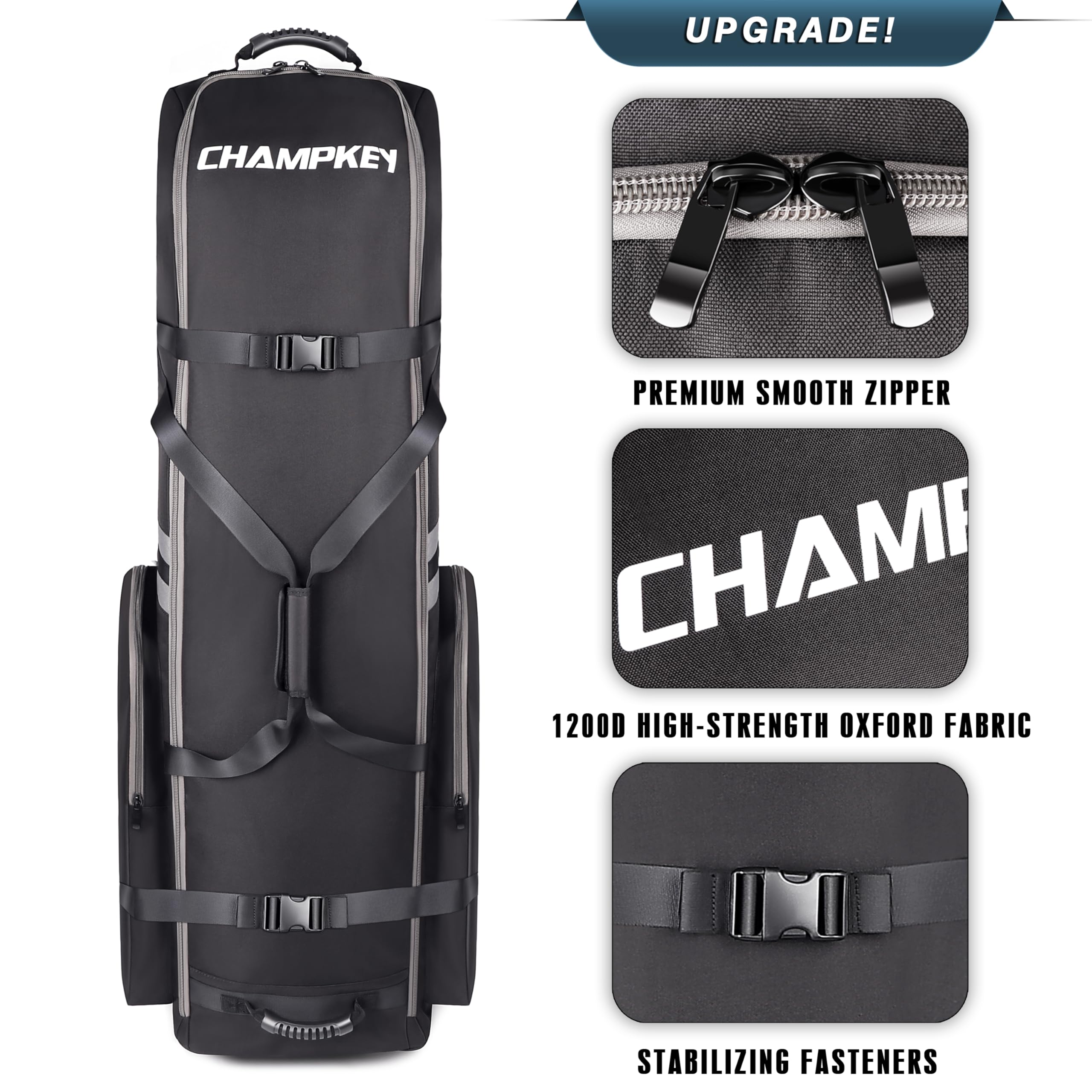 CHAMPKEY Sac de Voyage de Golf rembourré de qualité supérieure avec système de Soutien Anti-Impact – Tissu Oxford 1200D Housse de Voyage de Golf