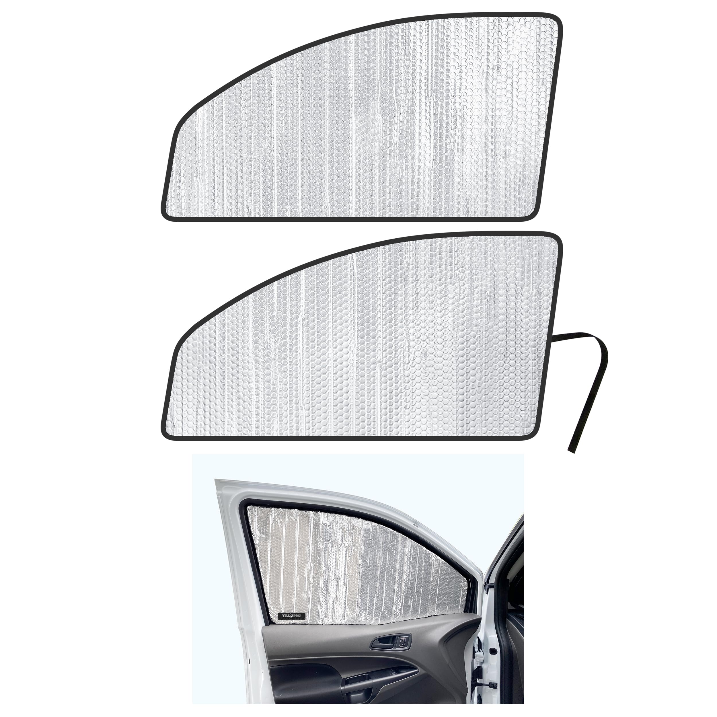 Side Window Front Seat Reflective Sunshade Custom Fit for 2014 2015 2016 2017 2018 2019 2020 2021 2022 2023 Ford Transit Connect (NOT FOR FULL-SIZE TRANSIT) XL XLT Passenger Wagon Cargo Minivan (2pcs)