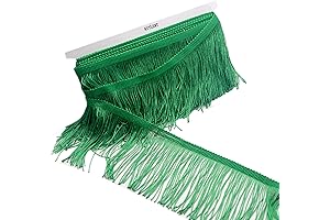 4 Inches Polyester Green Fringe Trim for Stage Clothes