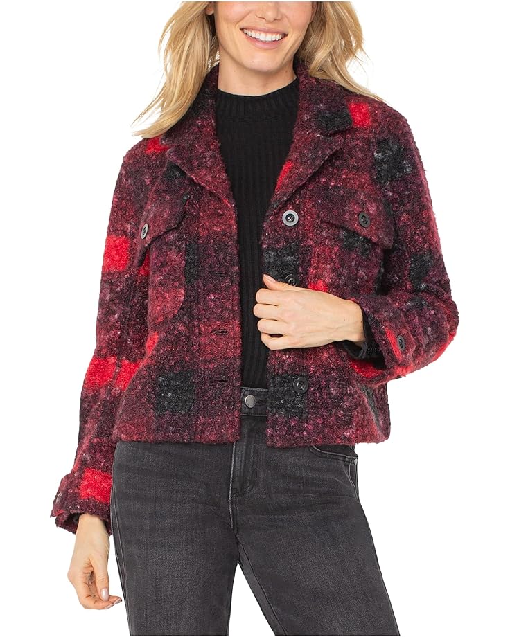 Liverpool Los Angeles Button Front Buffalo Check Sherpa Boxy Shacket - Main View