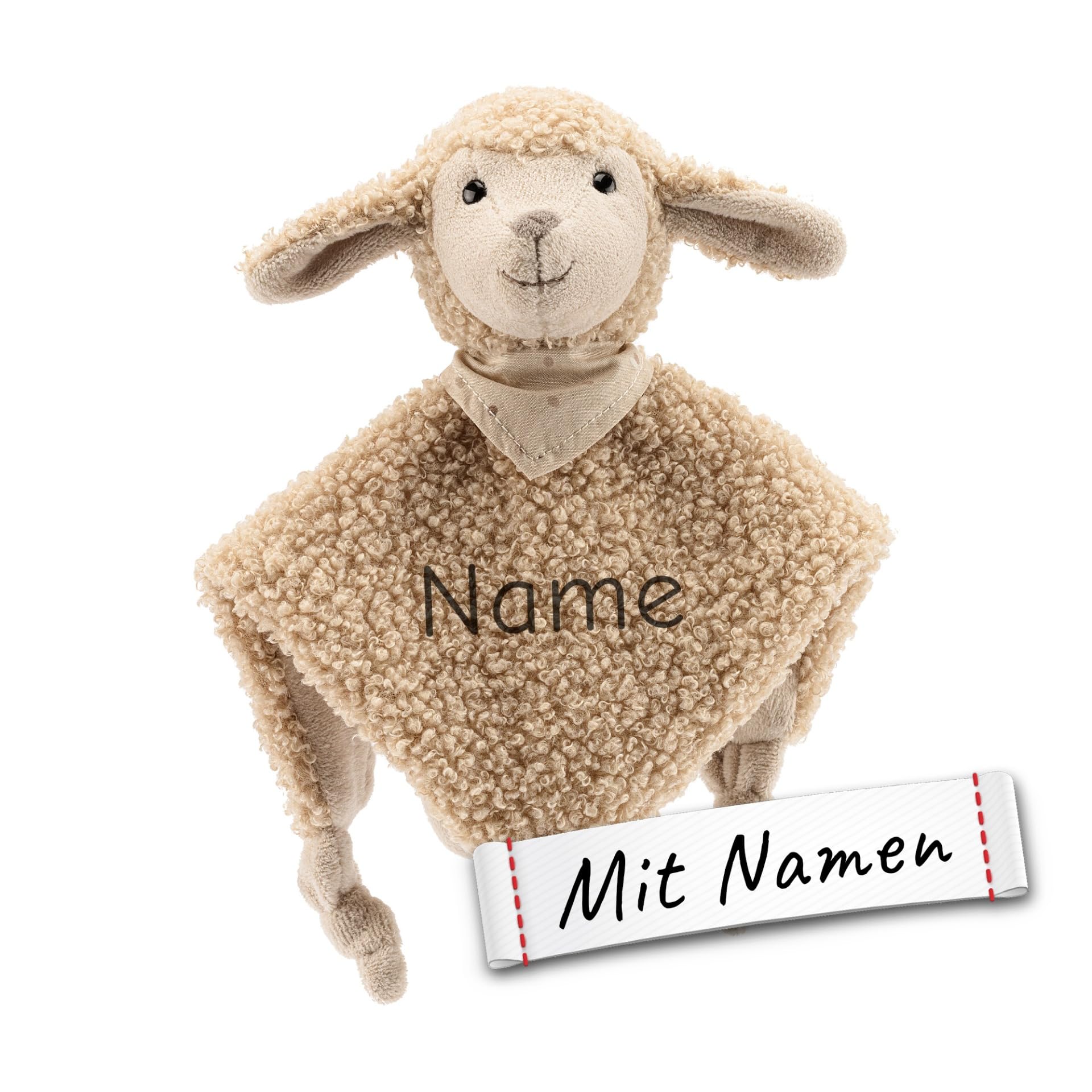 Sterntaler Schaf Flocke Kuscheltuch mit Namen Bestickt, Schmusetuch Einschlafhilfe für Jungs & Mädchen, Baby & Kinder personalisiert