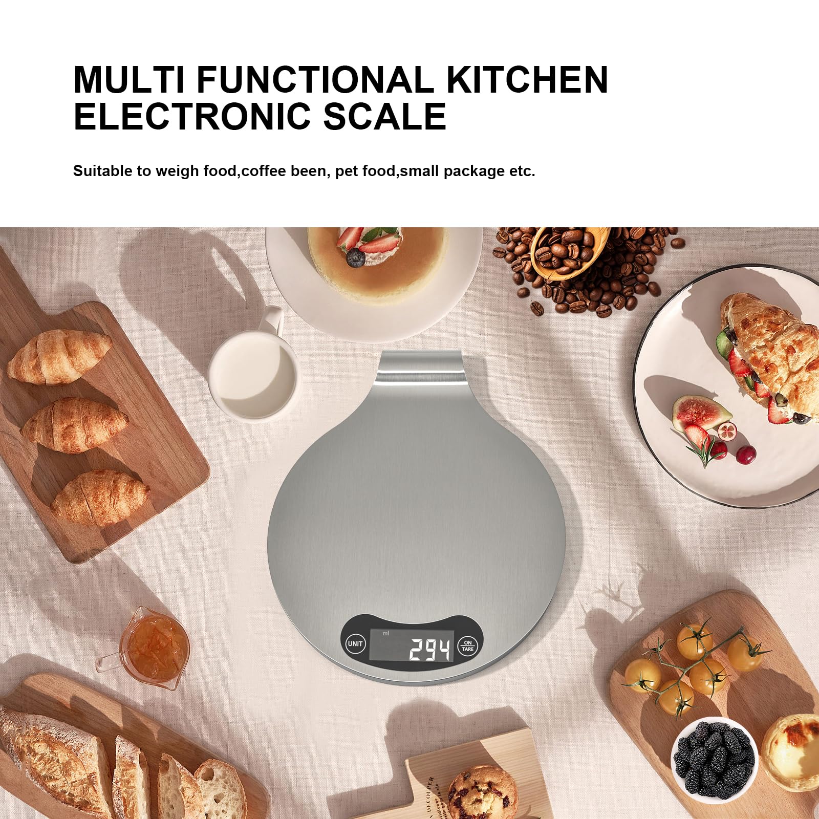 Báscula de precisión para alimentos de 1 g, pantalla LED de alta definición, báscula digital de cocina, acero inoxidable, utilizada para cocinar y hornear