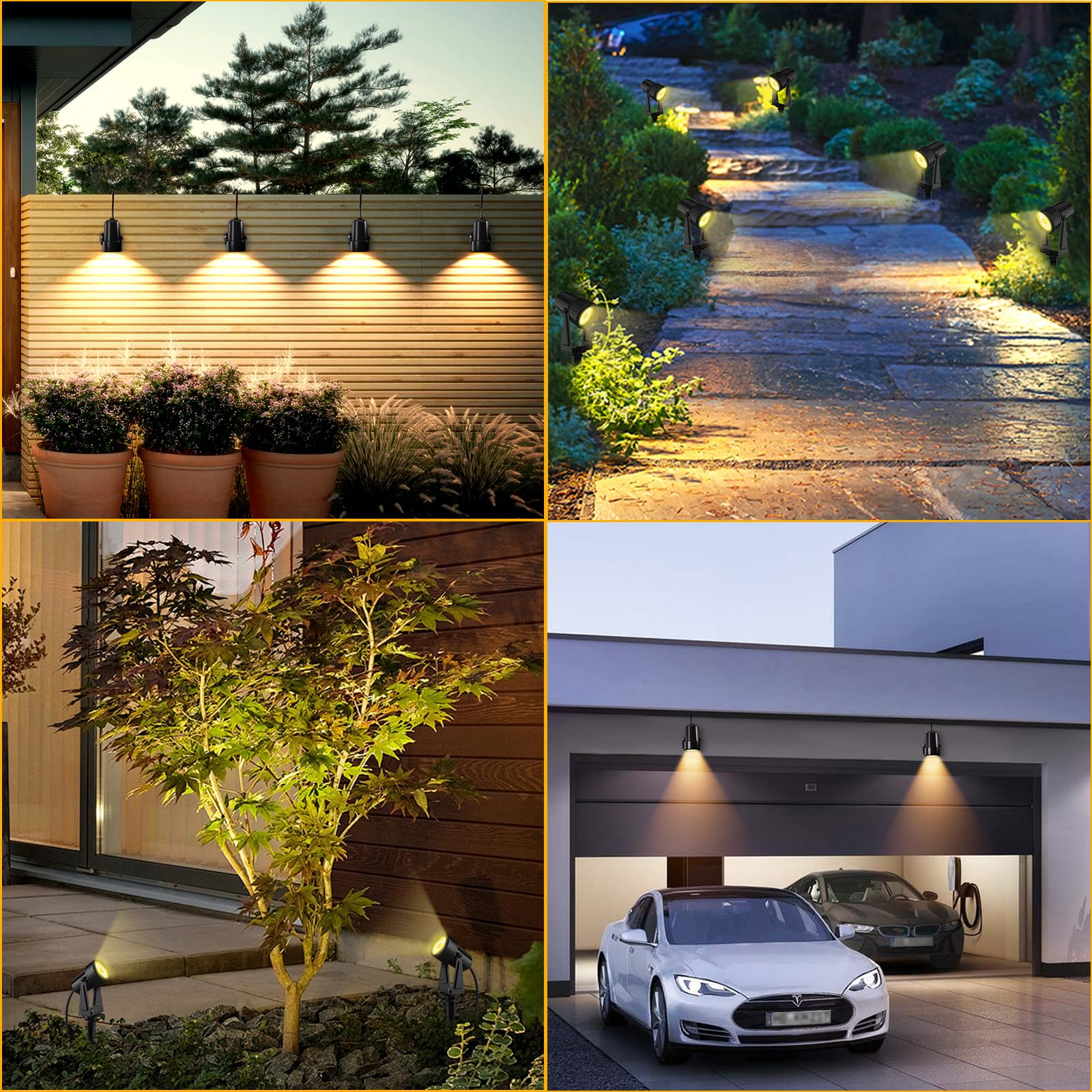 Yuusei Faretti da Esterno Set di 8/29.8M, Bianco Caldo 3000K Faretto LED, IP65 Impermeabile Applique per Giardino Esterno Patio Alberi Prato