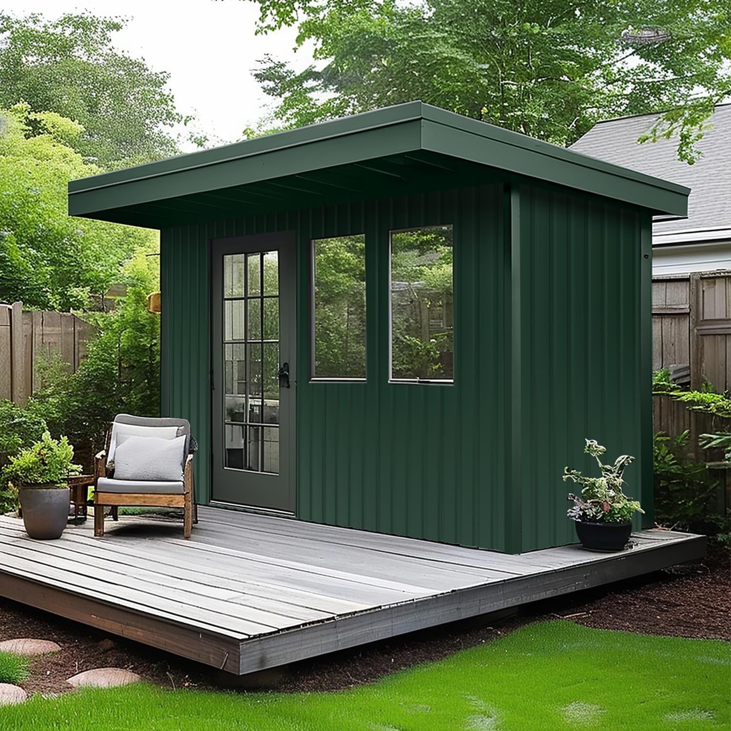 Sonnewelt 12 láminas de techo de acero galvanizado, chapa trapezoidal, chapa perfilada (115 x 45 cm/6 m²), 0,25 mm de grosor, para garaje, garaje, caseta de jardín, color verde