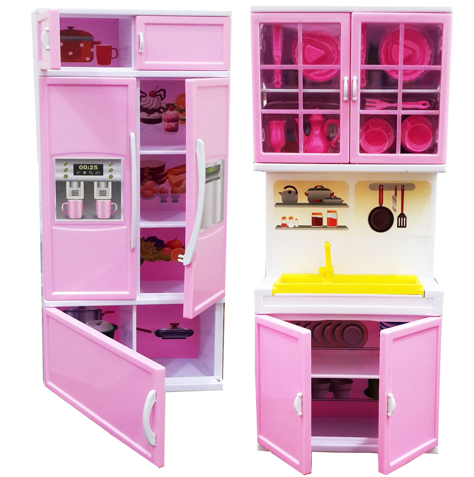 shopmefast Modern Kitchen Set with 2 compartments Toy for Kids - Lights and Music (Set of 2)- Multi Color