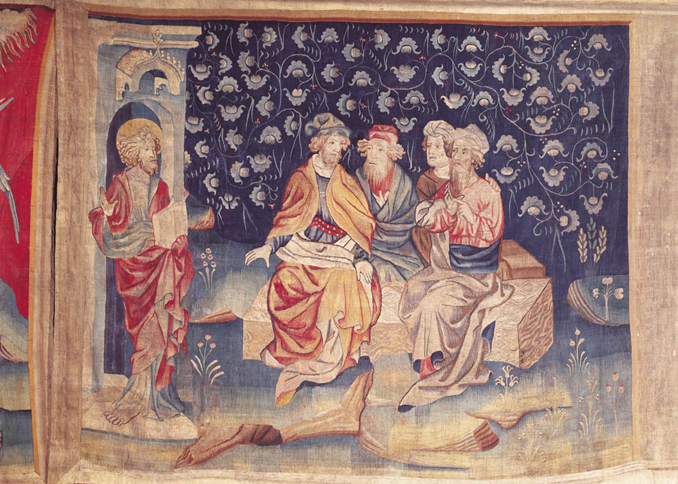 ARTXLXXBN Famous Print Painting Colorful Art Print Discussion of the Resurrection No. From the Apocalypse of Angers by Nicolas Bataille Canvas Art Decorations for Home Decor 60x90cm