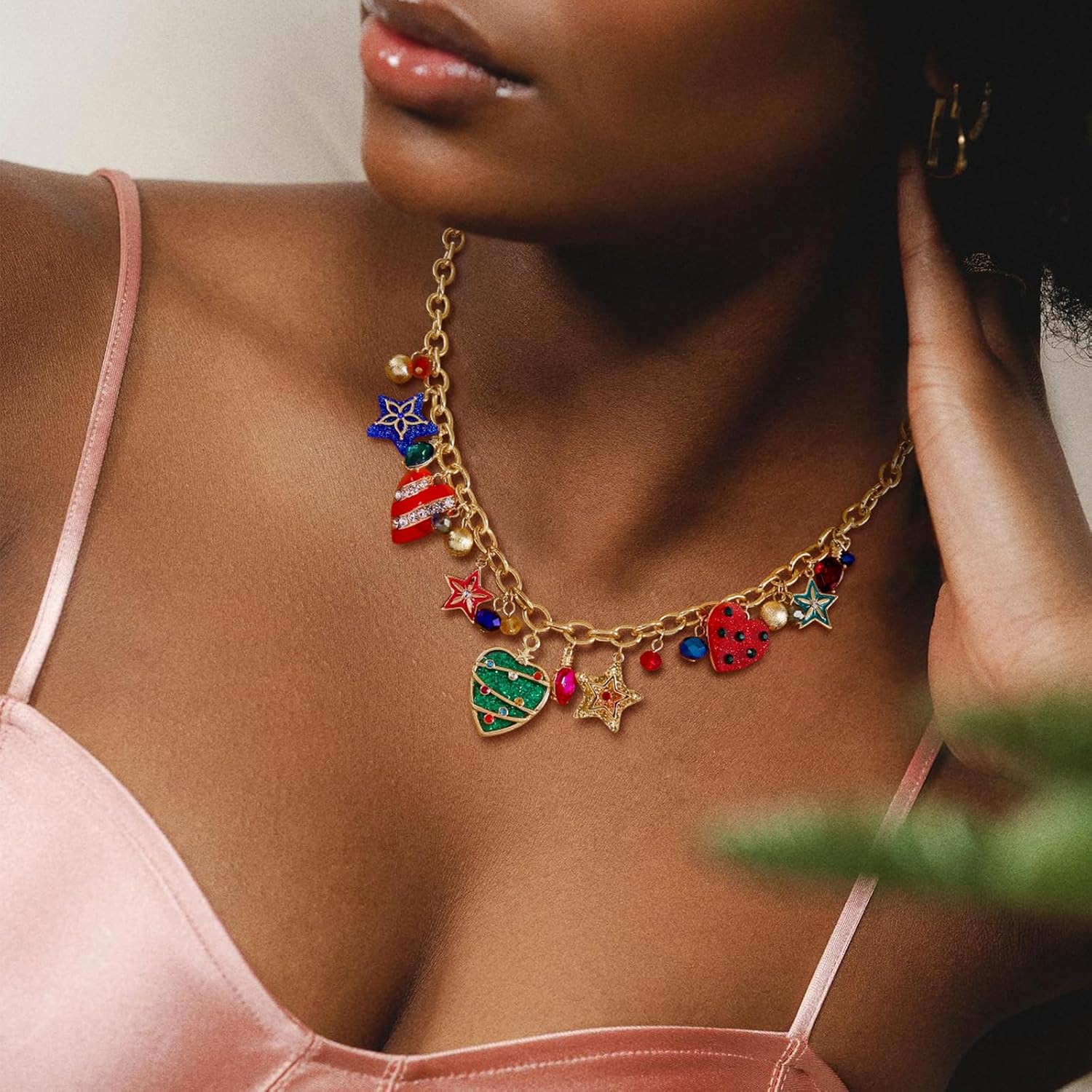 Christmas Charm Necklace for Women Dainty Christmas Necklace Minimalist Handmade Pearl Necklace for Holiday Jewlery Gift - Image 5