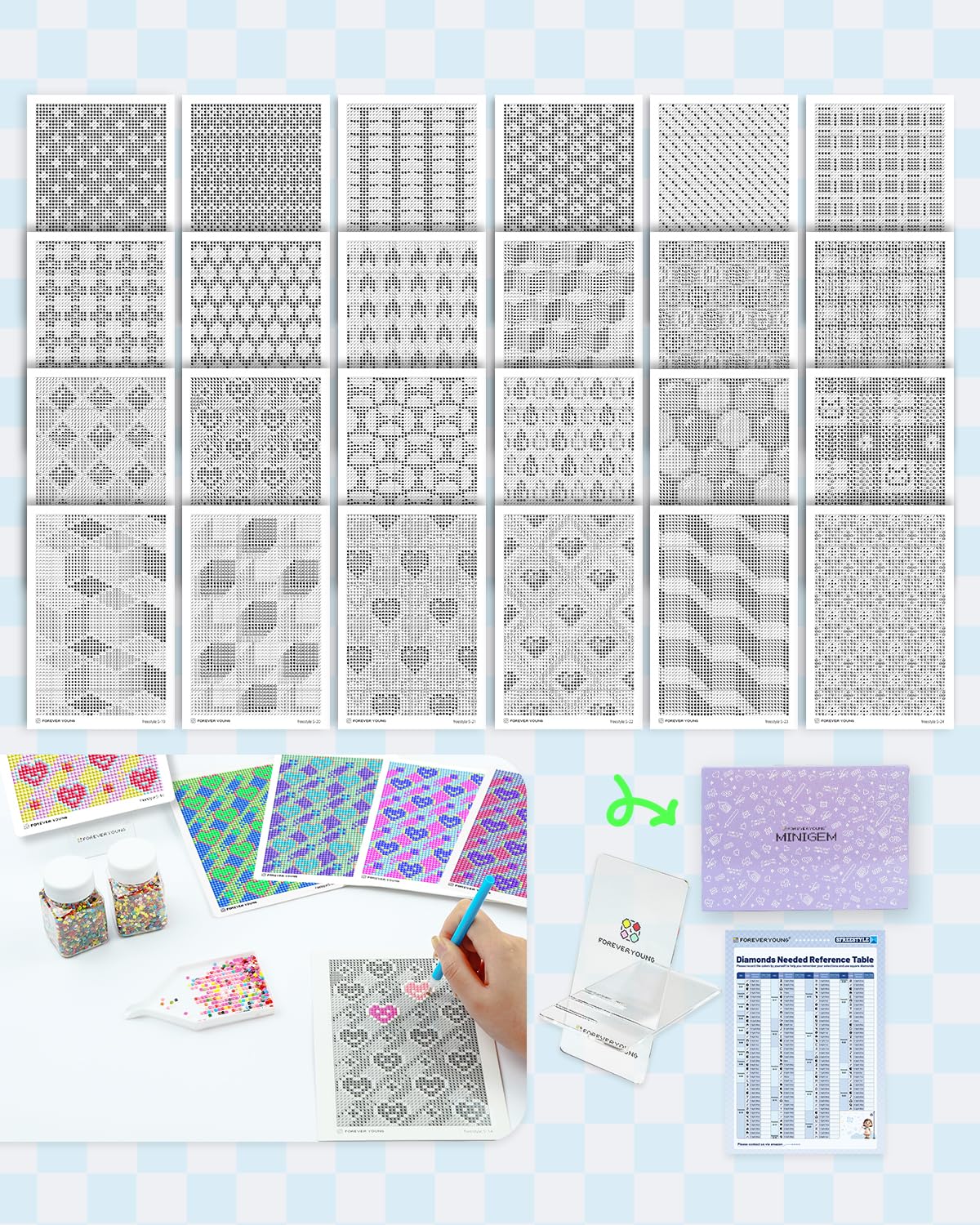 forever young 24 Designs Round Blank Diamond Freestyle Cards (No Drills)