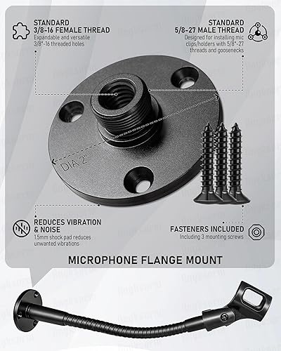 Miniatura 4 de Soporte para micrófono soporte de micrófono de escritorio flexible de cuello de cisne de 6 pulgadas con base de montaje de brida para atril,