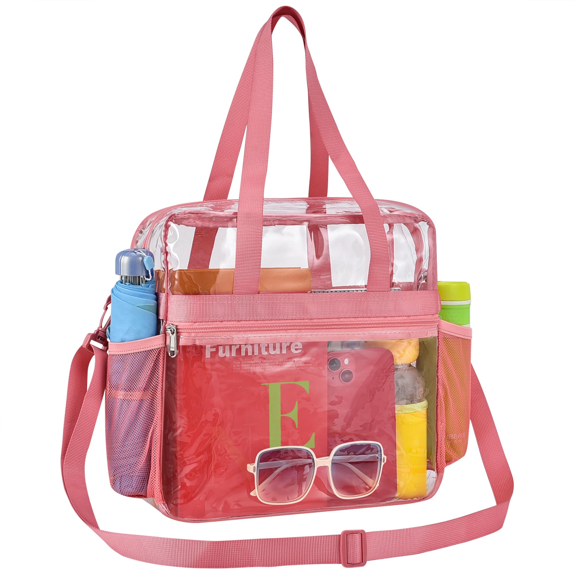 Paxiland Clear Bag for Stadium Events 12x6x12 inches, Clear Tote Bag with Reinforced Strap, Clear HandBag for Sports Concert