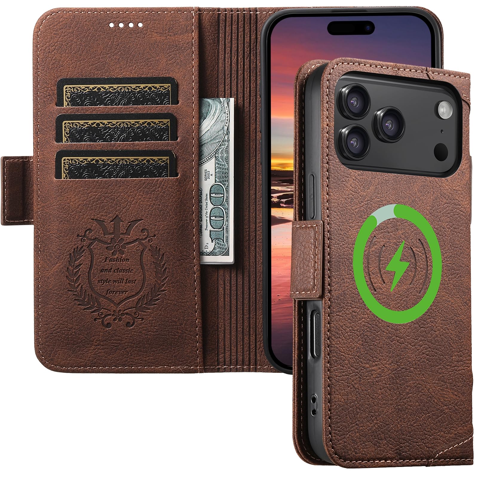 JCGOOD iPhone17 Pro Max ケース 手帳型 MagSafe対応 いphone17 ProMax ケース マグセーフ カード収納 アイホン17 プロマックス 用 ケース ワイヤレス充電 対応 アイフォン17 プロ マックス カバー 手帳 スタンド機能 財布型 カード入れ マグネット式 本革 レザー スマホケース 耐衝撃 全面保護 携帯ケース ブラウン