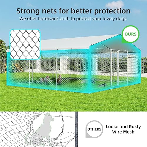 Miniatura 3 de Perrera para perros al aire libre de 15.3 x 15.3 pies con cubierta impermeable y cerradura de seguridad (183.1 x 183.1 x 83.1 pulgadas)
