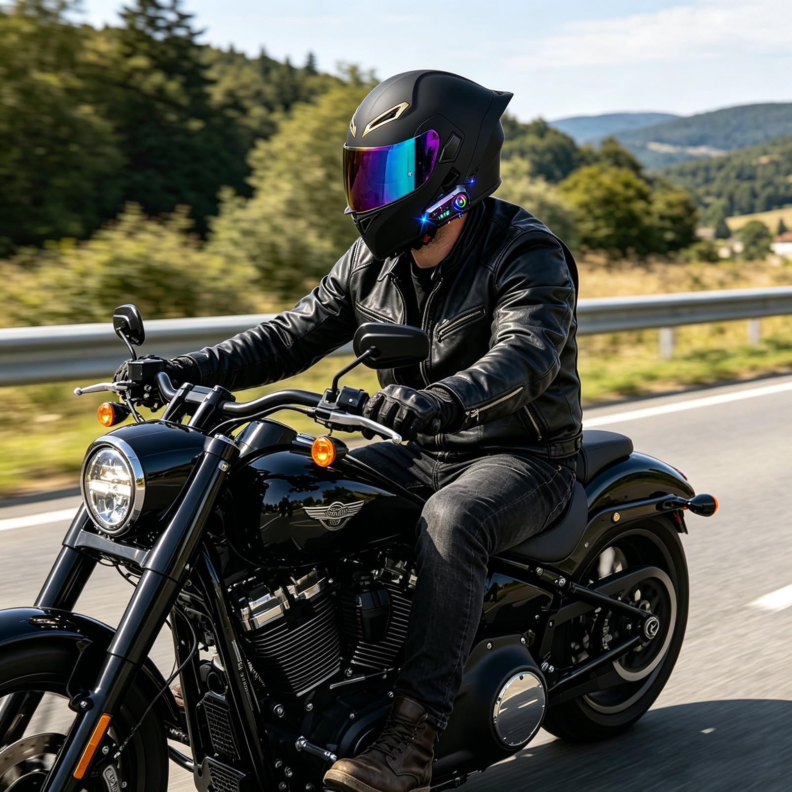 Kask Motocyklowy Szczękowy Premium, Kask Modułowy Aerodynamiczny z Podwójną Szybką, ECE 22.06, Style Racing do Turystyki