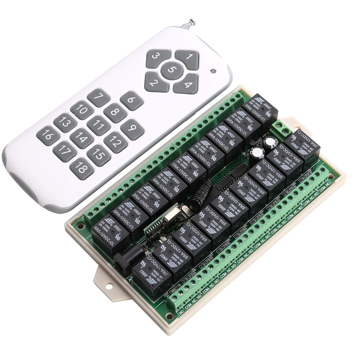 433Mhz RF DC12V Wireless 18 Channel Relay Switch Remote Control Receiver with Transmitter