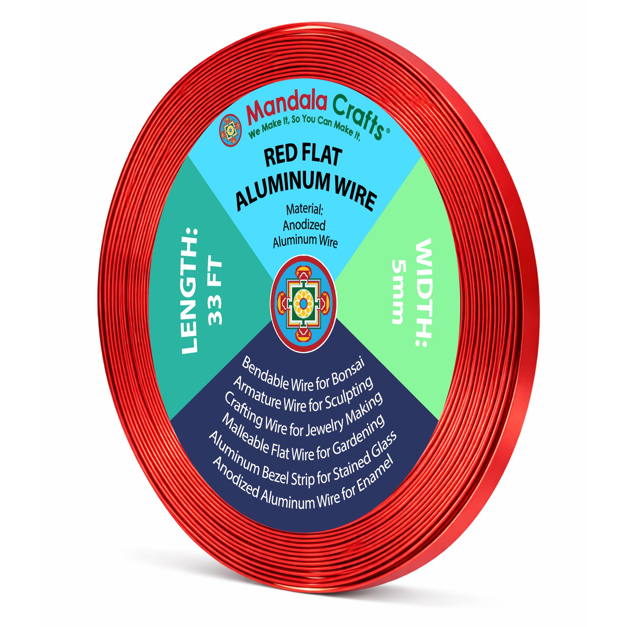 Mandala Crafts 5mm Red Flat Aluminum Crafting Wire for Sculpting