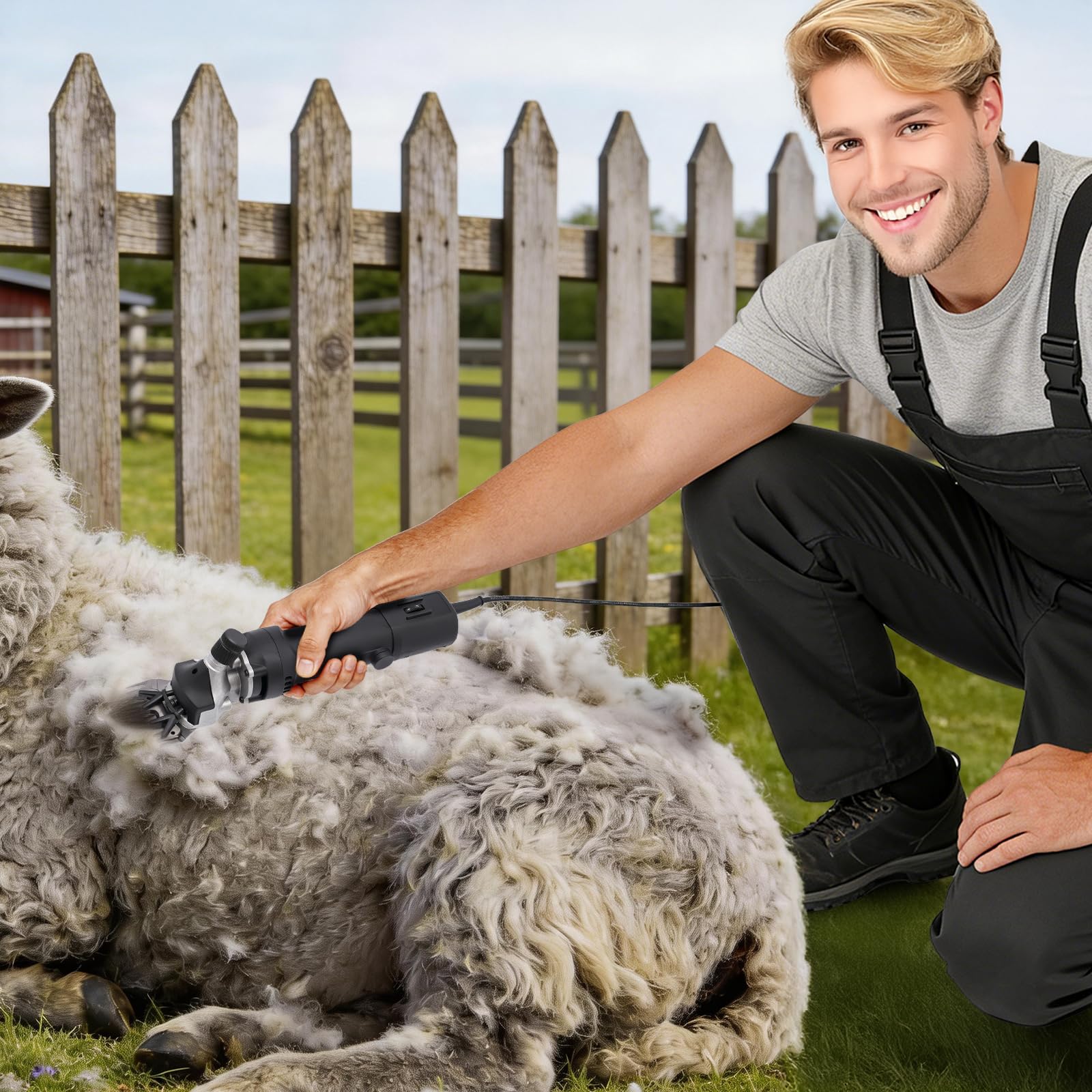 Schafschere, 850W 0-3500rpm Professionell Elektrische Schafschere, 6 Geschwindigkeiten, Tierpflege Schafschermaschine für Alpakas, Tiere, Schafe, Wolle, Ziegen Farm Livestock Haircut