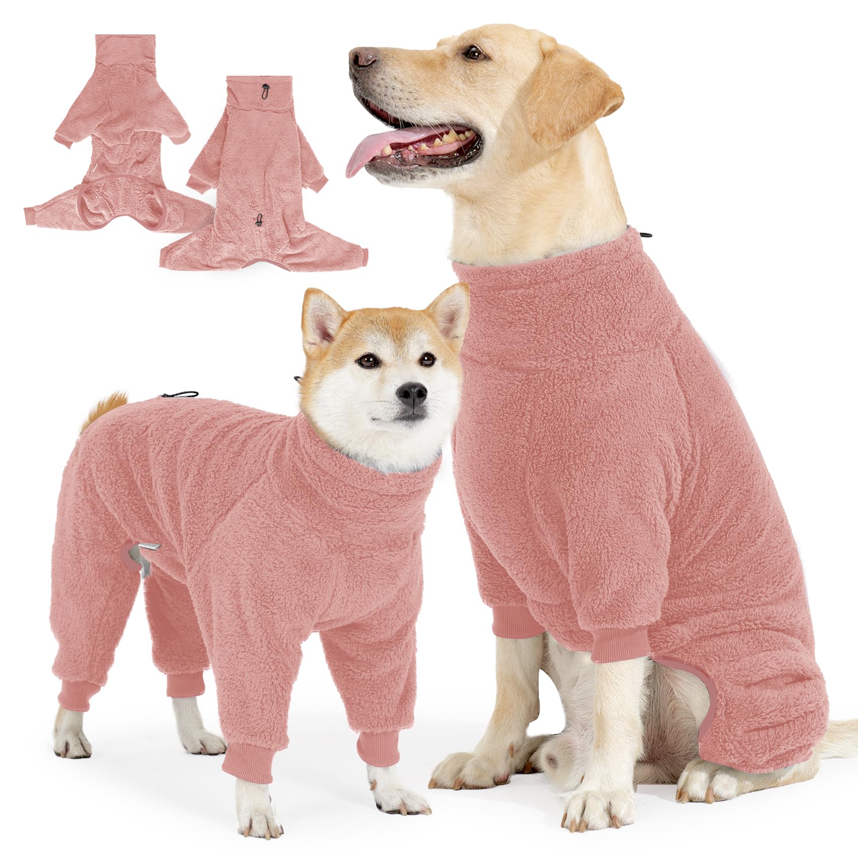 Pinellia Dog Winter Coat for Small Medium Large Dog for Run Walk Sleep Warm Fleece Pet Sweater & Windproof Pajamas Snow Jacket XS Pink