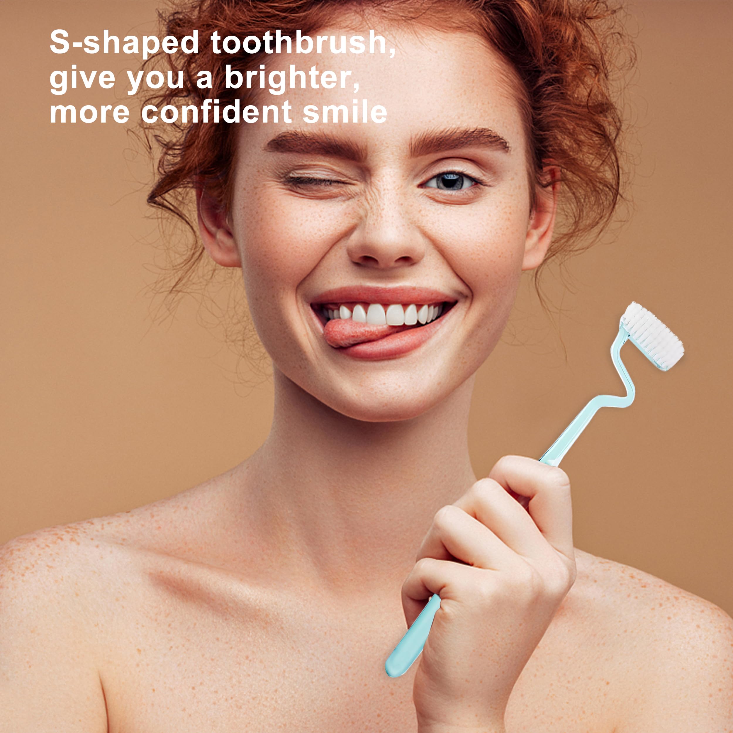 Cepillo de dientes manual suave en forma de S para adultos con encías sensibles, nano cerdas de hilo dental, cepillos de dientes verticales con color caramelo, limpieza profunda para niños y jóvenes