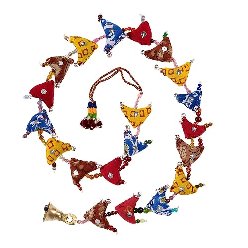 Paper High 20-Bird Bell Tota | Traditional Indian Hanging Decoration | Handmade | Recycled Fabric | Bedroom Decorations | Home Décor - 20-Bird