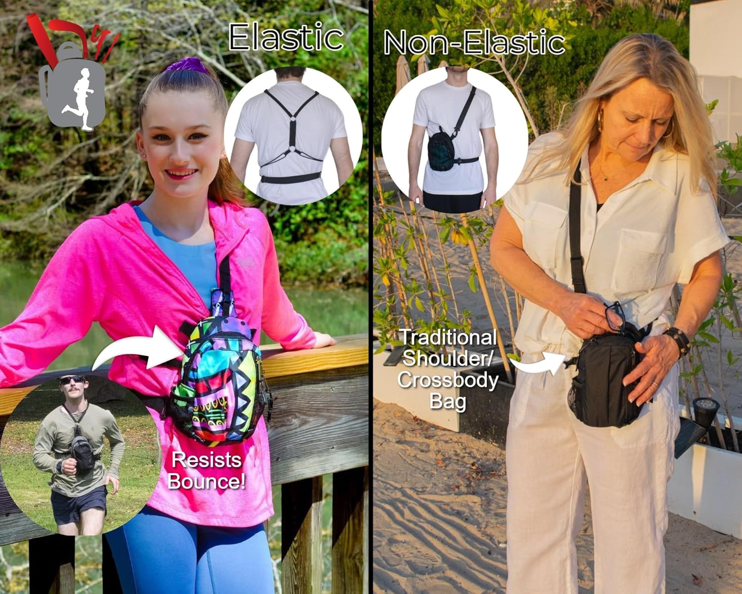 Camo - Versatile Running Pack & Hiking Pack, Anti-Bounce Elastic Webbing & Hipbelt, Phone Holder, Pen Holder (Non-Elastic)
