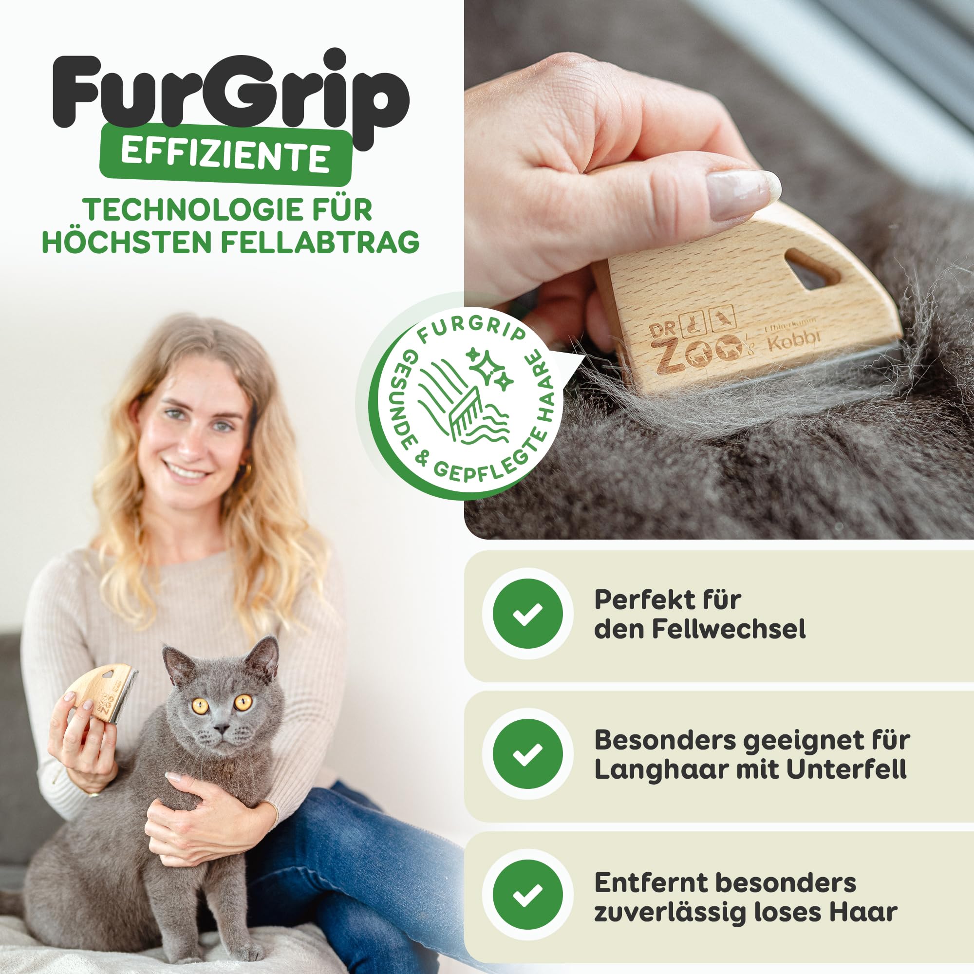 DR Zoo Kobbi Thinning Comb The Ideal Cat Brush for Changing Long Hair & Undercoat Grooming for Every Short Hair & Long Hair Cat - Image 3