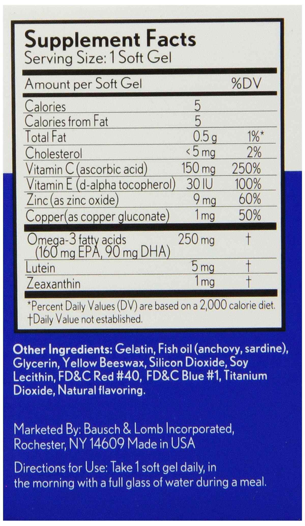 Bausch + Lomb Ocuvite Eye Vitamin and Mineral Supplement Eye Health