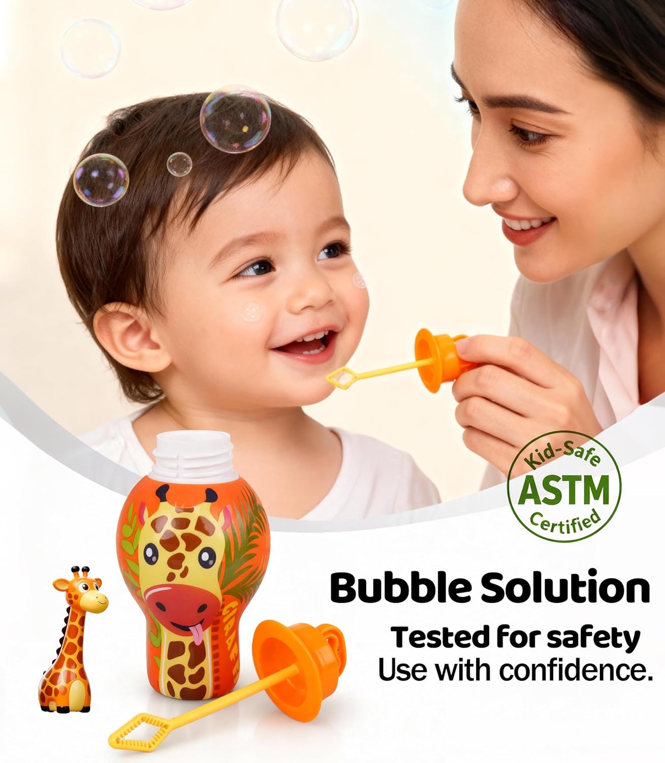 Anti-Spill Bubble Wands, 2 Pack (Random Colors) & 4 Pack for Toddlers 2-4 Year Outdoor Play Parent’s Best Friend, No Messy Clothes, Giraffe, Cat, Shark, Dinosaur Themes