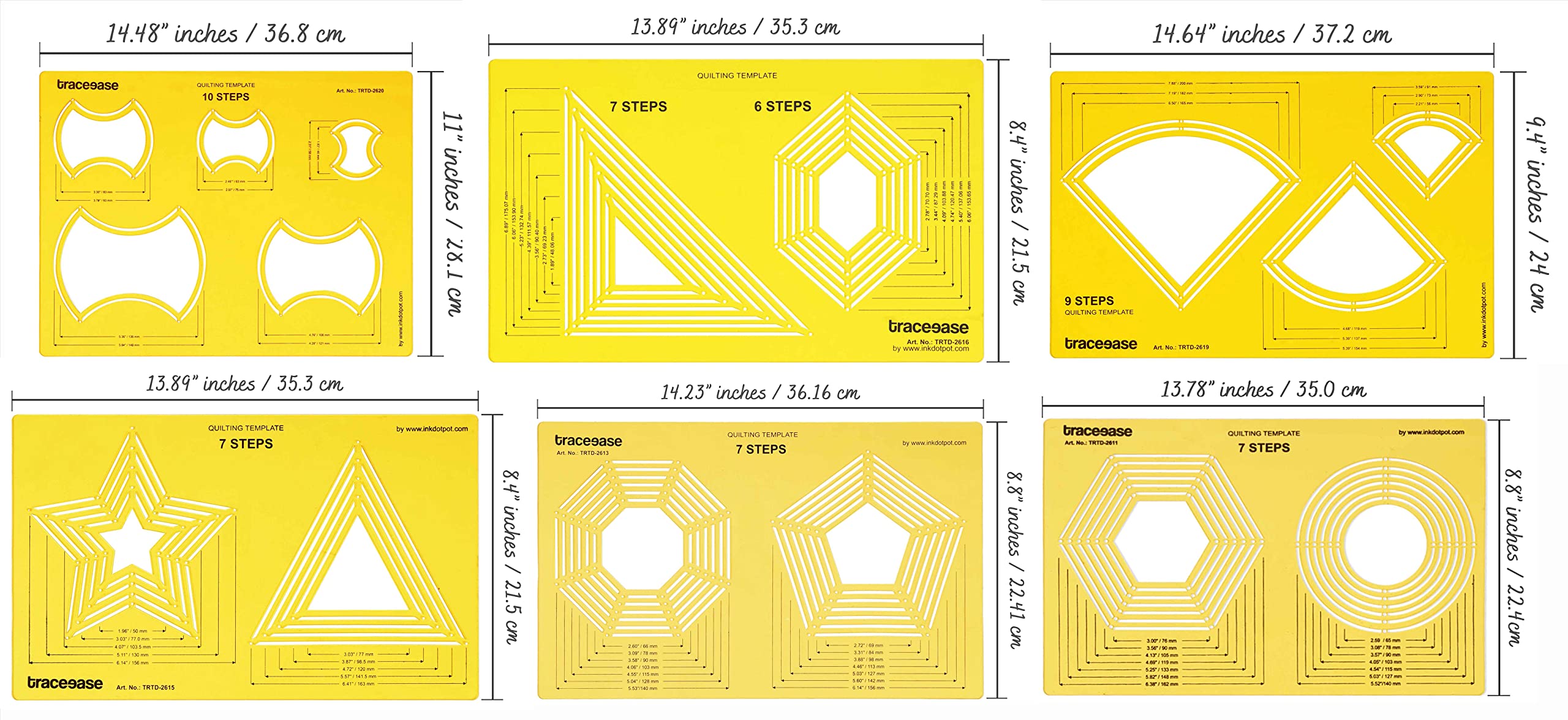 Traceease Modèles De Formes Multi-Motifs Drafting Outils De Rédaction Journal De Bricolage, Kit D'Outils D'Artisanat Scrapbook Pour Bureau Et Ecole Lot De 6 Pc