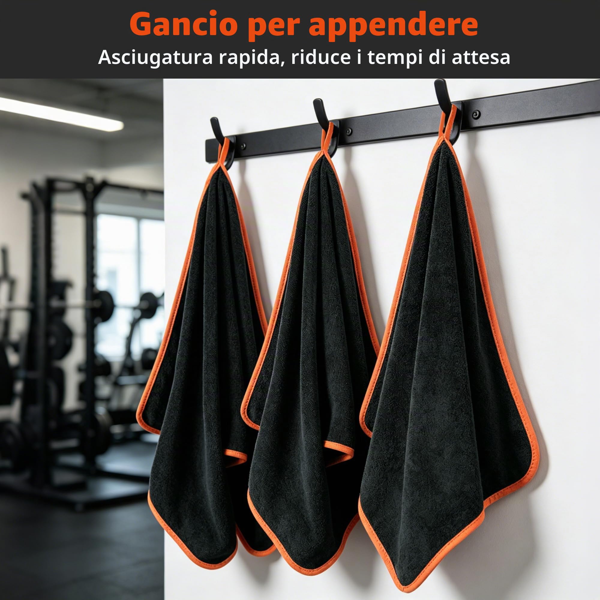 3 Pezzi Asciugamani Palestra, 40×80 cm, Pelle-friendly Asciugamano Microfibra, Telo Palestra Assorbente e Fast-dry per Uomo Donna, Accessori per Sport Nuoto Viaggi Camping Spiaggia Bagno, Grigio Scuro