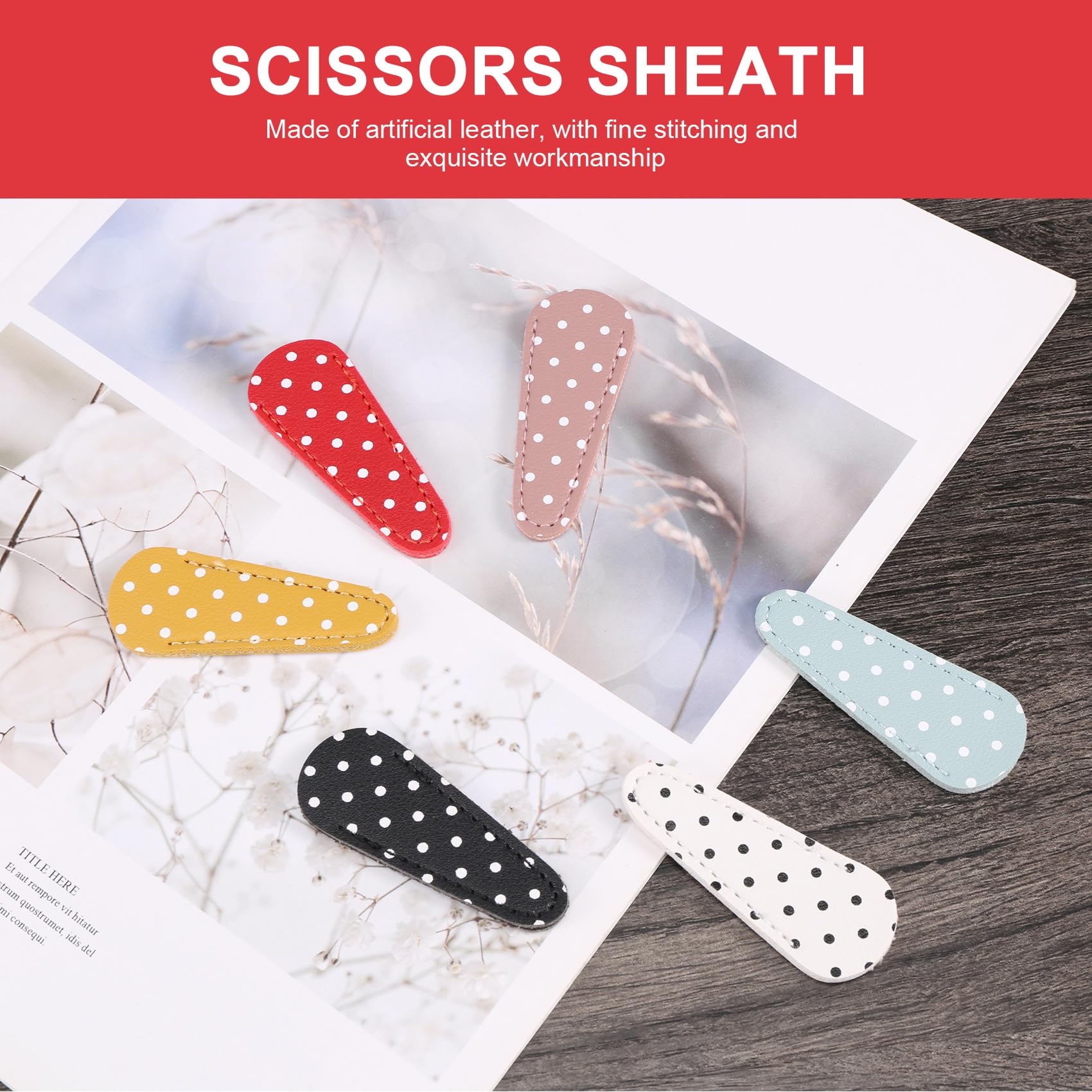 Idhadkc 6 Pieces Embroidery Scissors Sheath Polka Dot Scissors Protective Cover Scissors Leather Sheath for Scissors Protection - Image 3