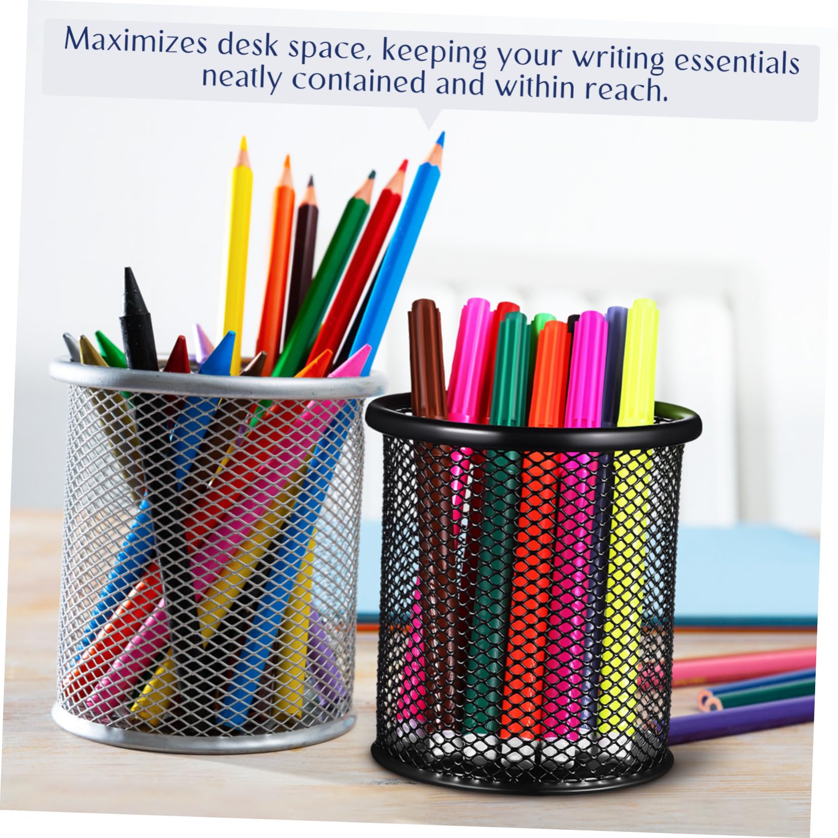 NUOBESTY 4 Set Di Portaoggetti Per Cancelleria Organizer Da Scrivania in Metallo Portapenne in Rete Contenitore Per Matite E Pennelli 2 Pezzi*4