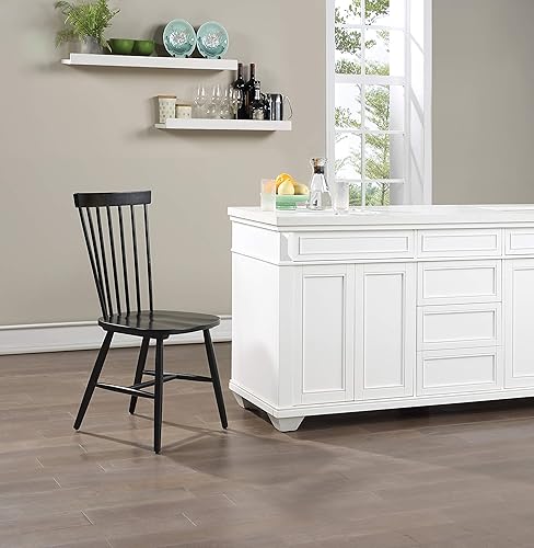 Miniatura 4 de OSP Home Furnishings Eagle Ridge - Sillas de comedor tradicionales de madera maciza estilo Windsor, paquete de 2, color negro