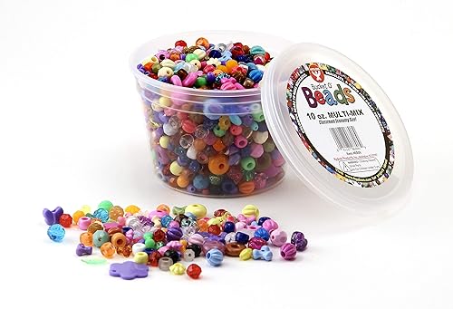Hygloss Bucket O' Beads, 10 oz. Mezcla múltiple, recipiente, surtido