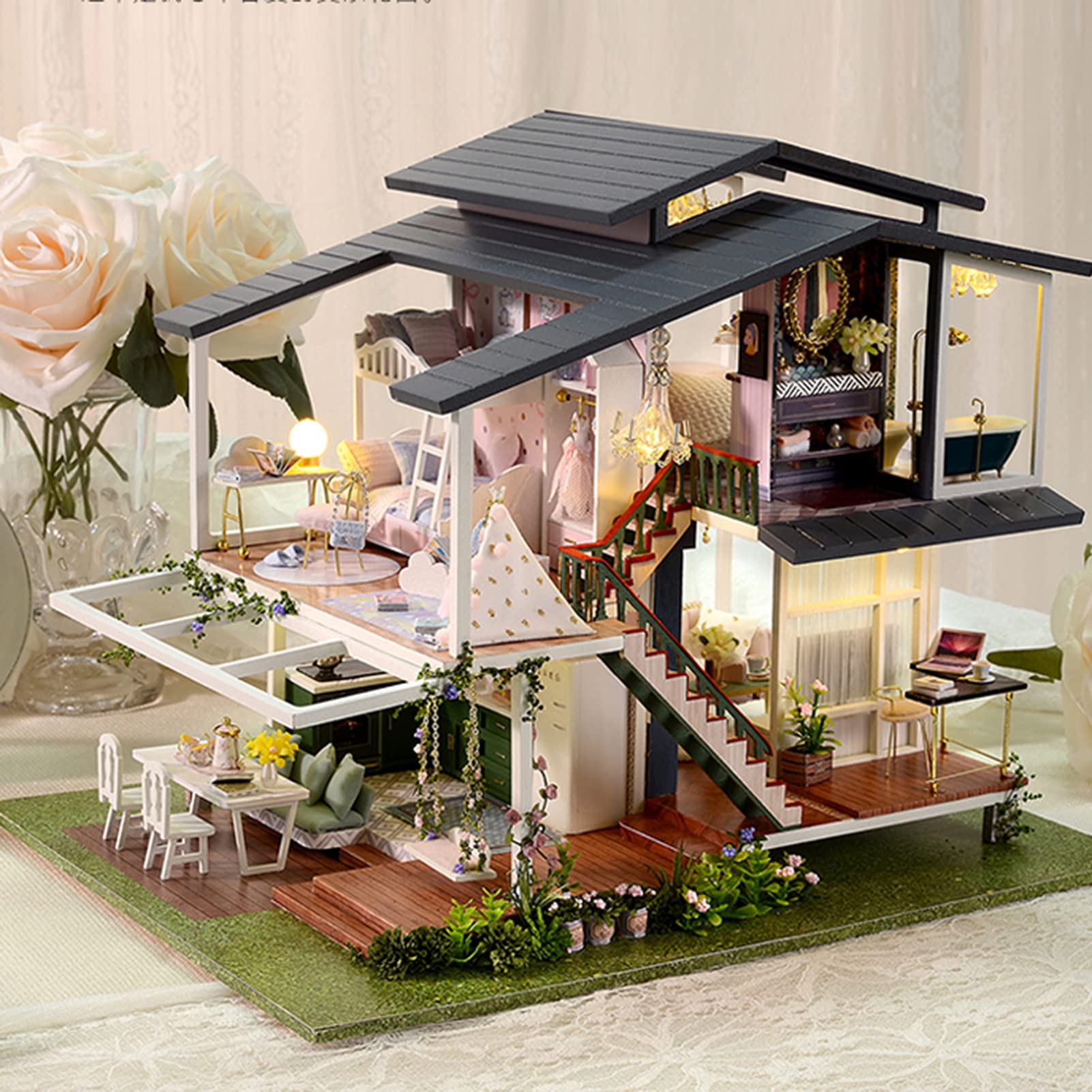 Amazon | DIY ドールハウス ミニチュア ロマンチックな木製ガーデン 