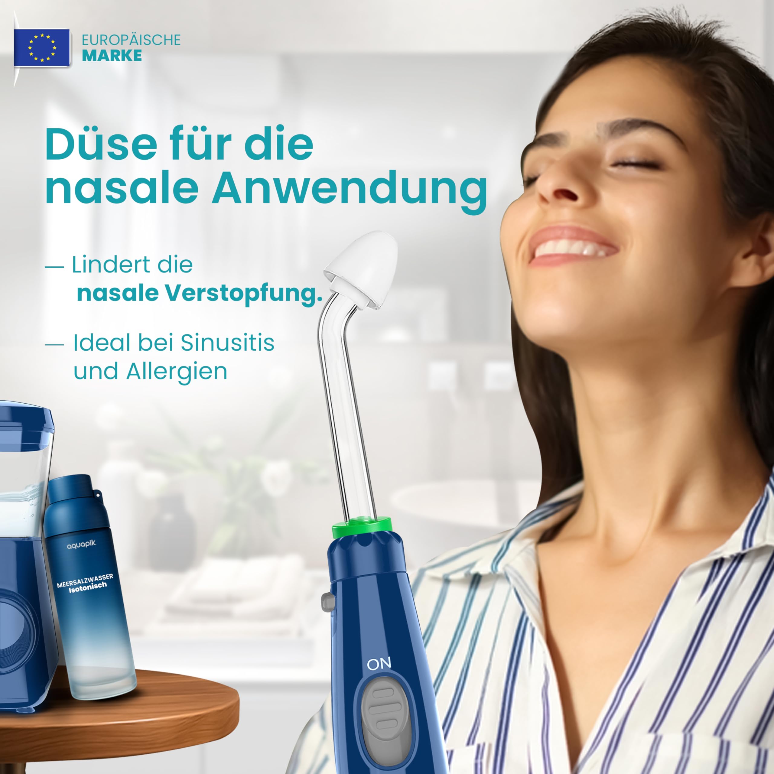 Aquapik® ADVANCED Munddusche | Ideal für Zahnspangen, Implantate und empfindliches Zahnfleisch | Aufhellungs-Kit entfernt Flecken | 10 Druckstufen | 10 Düsen | Von Zahnärzten empfohlen.