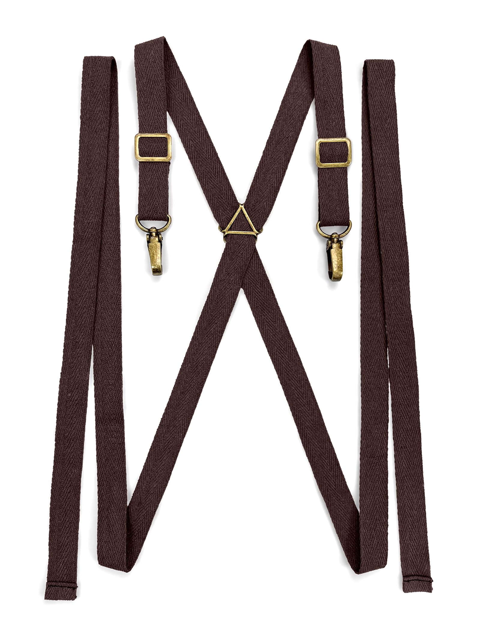 Under NY Sky Strap Set for Aprons - Cross-Back, Over the Shoulders - Clasps and Regulation Hardware for Aprons UNYS (Brown Cotton)