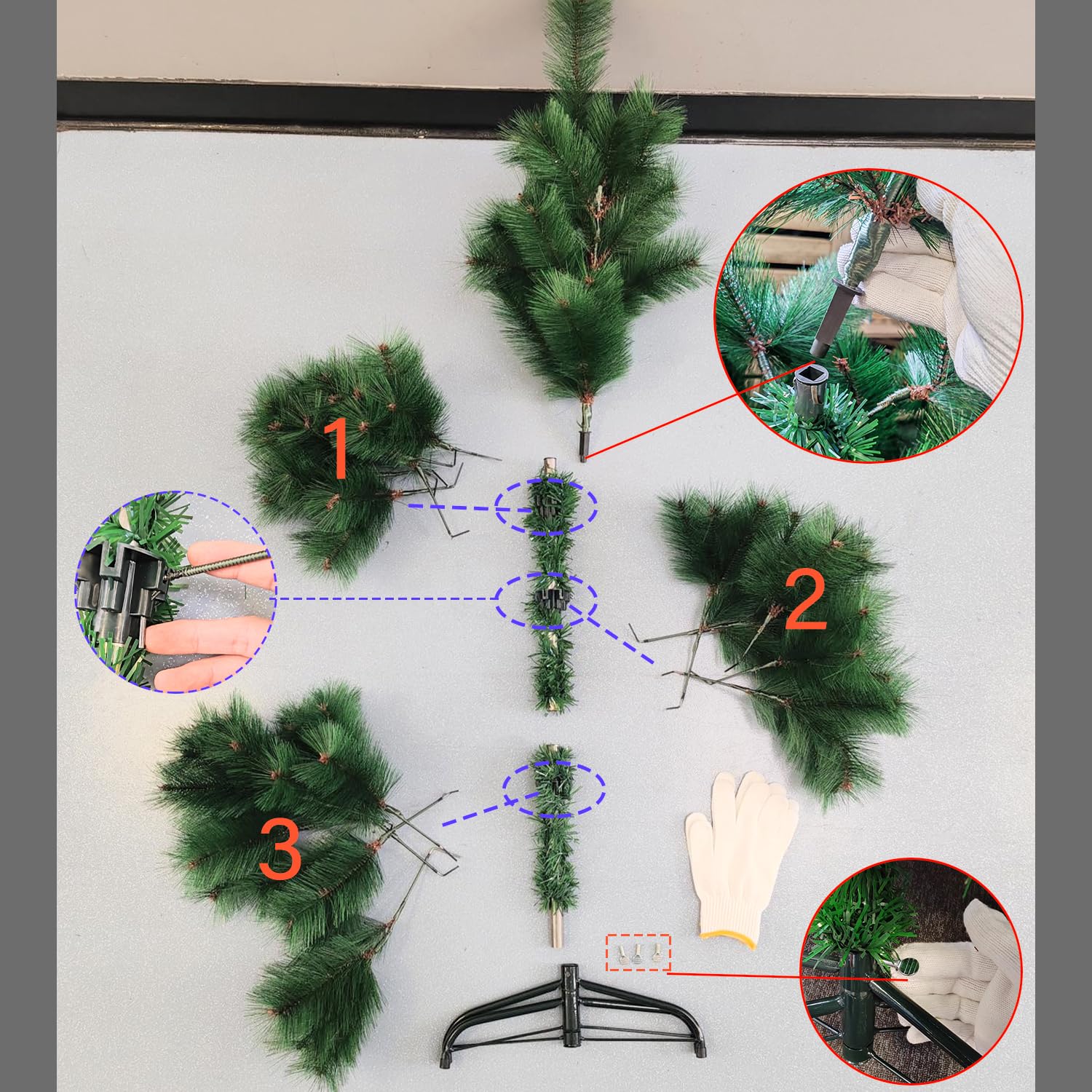 AURSTOR BASA Sapin de Noêl Artificiel PVC 180cm,Arbre de Noel de qualité supérieure,Pieds de Sapin de Noël en Métal