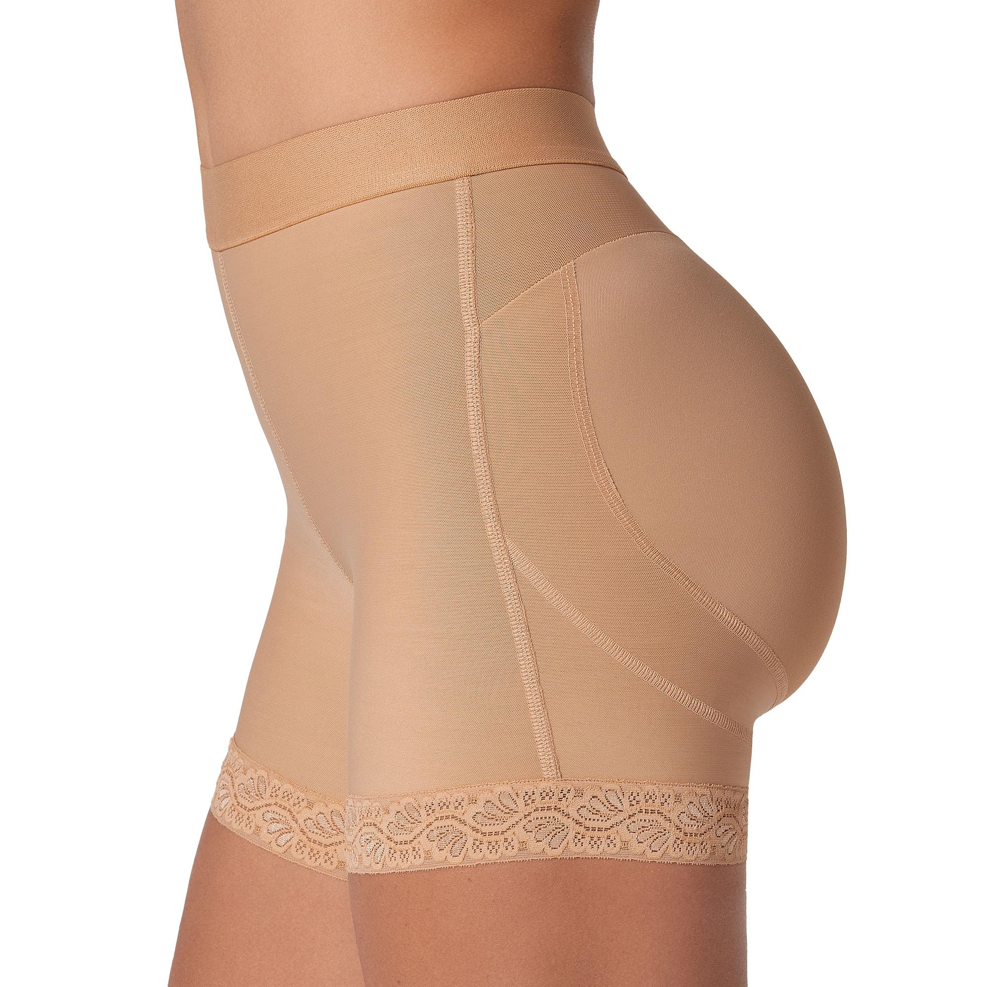 Leonisa Mid-Rise Tummy Control Knickers - Butt Lifter Anti Chafing Shapewear Shorts for Women Brown